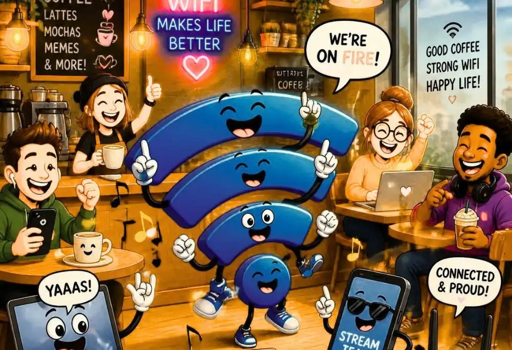 A wifi cafe with different funny wifi names