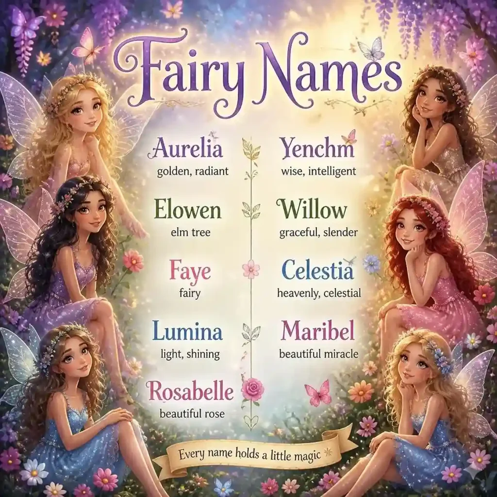 A beauitiful fairies with fairy names